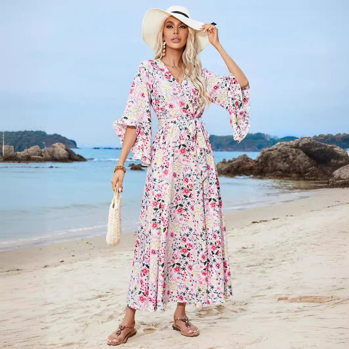 Dame Maxikjole med florale mønstre Stilla