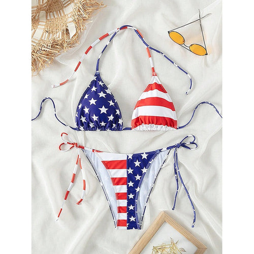 Dame triangel-bikini med patriotisk design Skovae