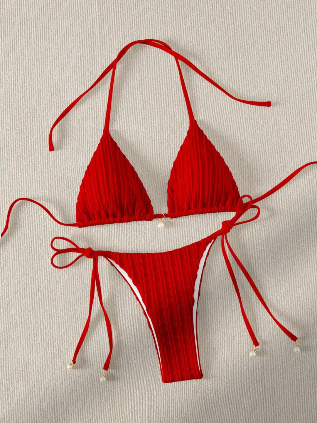 Damer Triangle-bikini med struktureret design og justerbare stropper Skovae
