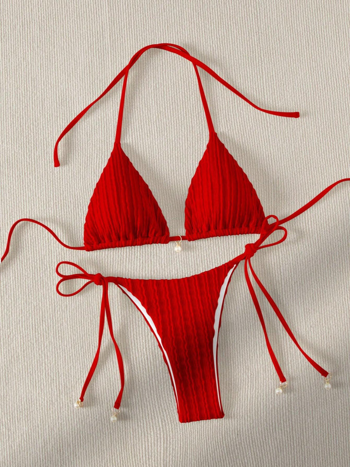 Damer Triangle-bikini med struktureret design og justerbare stropper Skovae