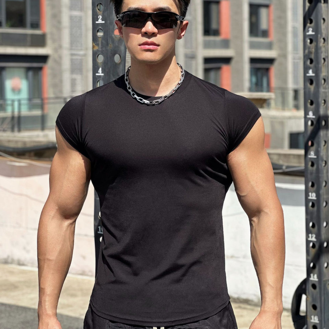 Herre muskuløs fitnessshirt med innovativt snit og åndbar teknologi Stilla