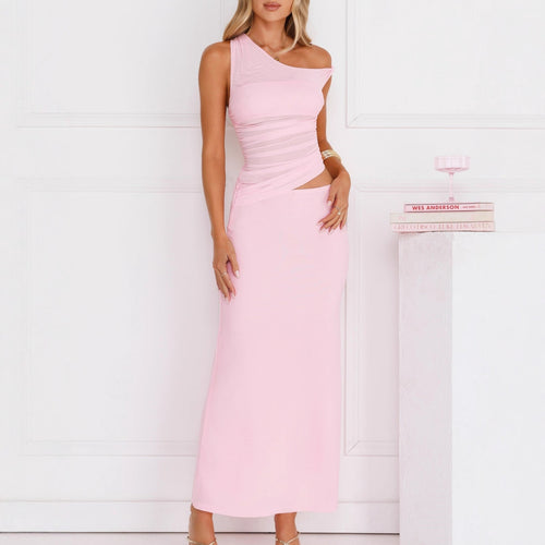 Dame Elegante Vavnedress med asymmetrisk design og rynkning Skovae