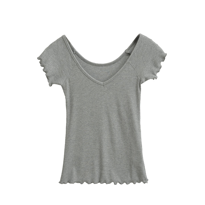 Dame alsidig, let T-shirt med rynket kant Stilla