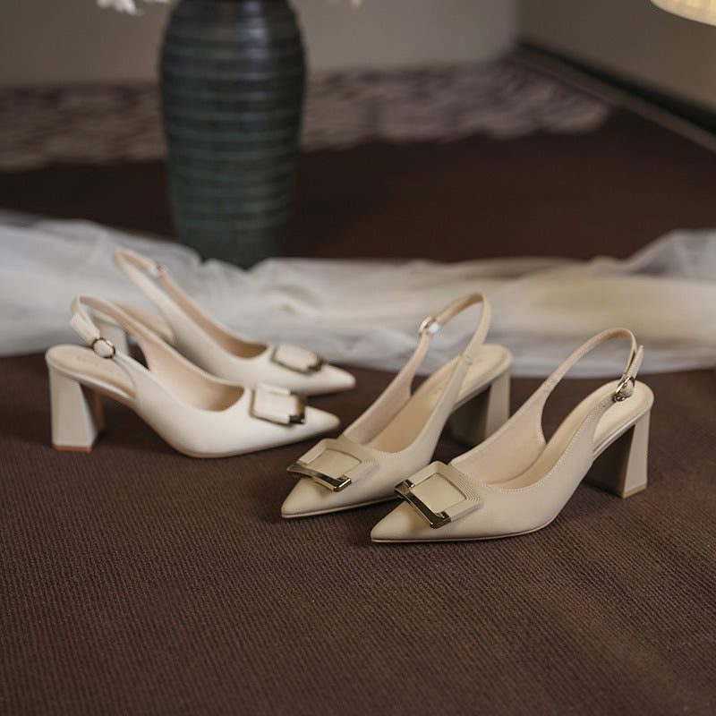 Dame spidse Slingback pumps med dekorativ spænde Stilla