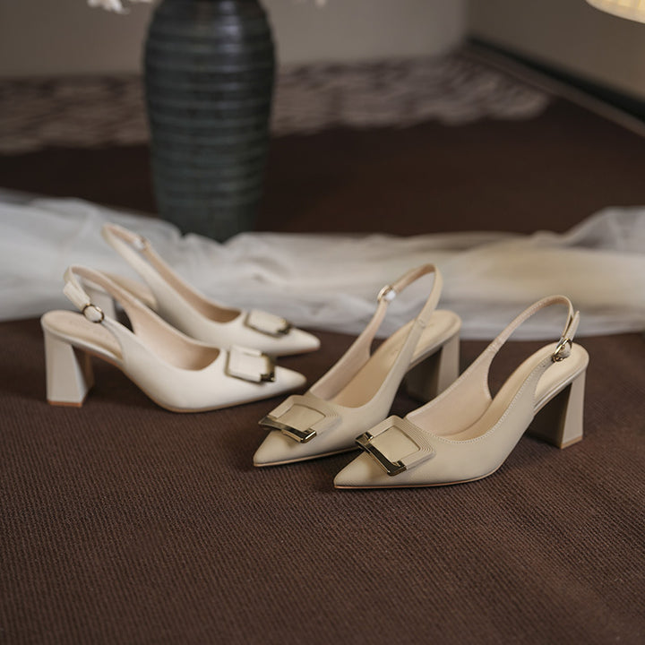 Dame spidse Slingback pumps med dekorativ spænde Stilla