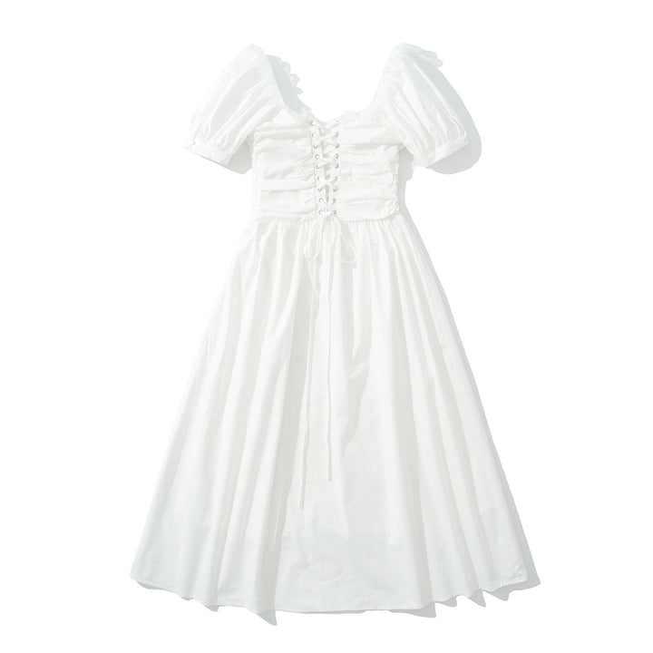 Dame Elegant Puffærme Maxi-kjole med Rynker og Taljeaccent Stilla