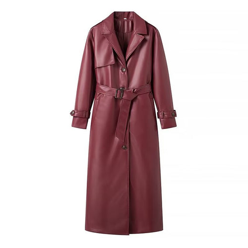 Dame elegant kunstlæder trenchcoat Stilla