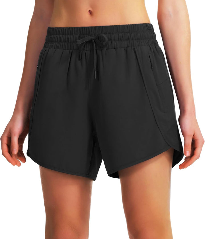 Dame åndbare sportshorts med fleksibel linning og lynlåslommer Stilla