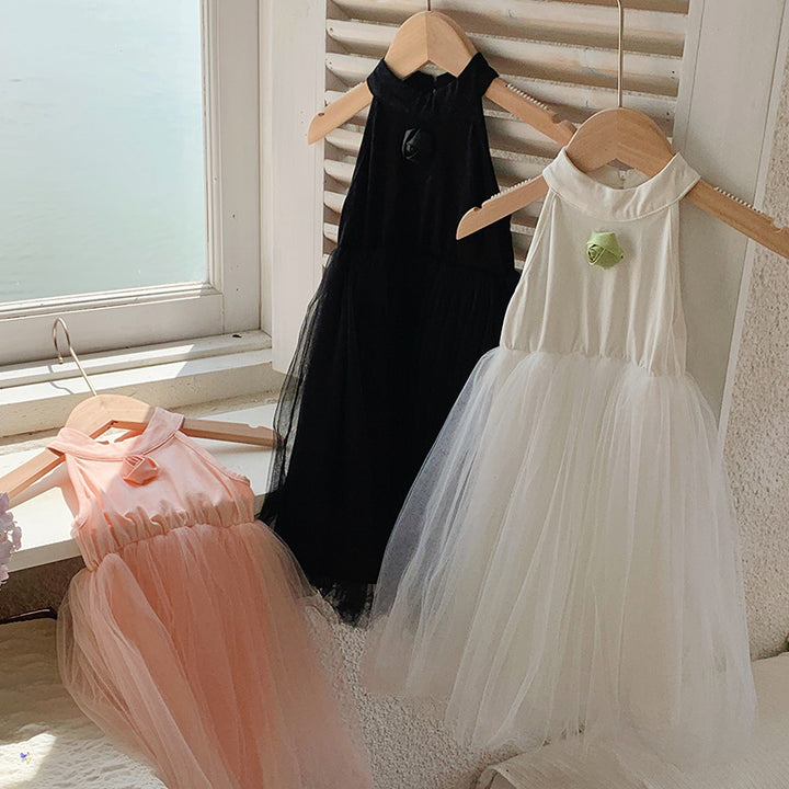Pige Tulle A-linje Festkjole med floral accent Stilla