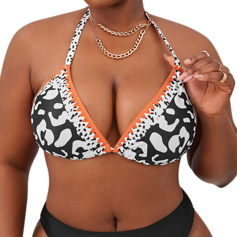 Dame triangel-bikini top med dyremønster og justerbare stropper Skovae