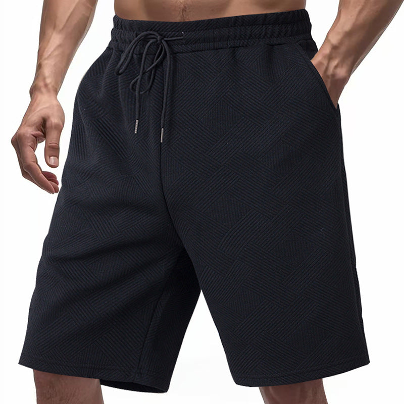 Herrernes knælange tekstur-badeshorts med elastisk snor og sidelommer Skovae