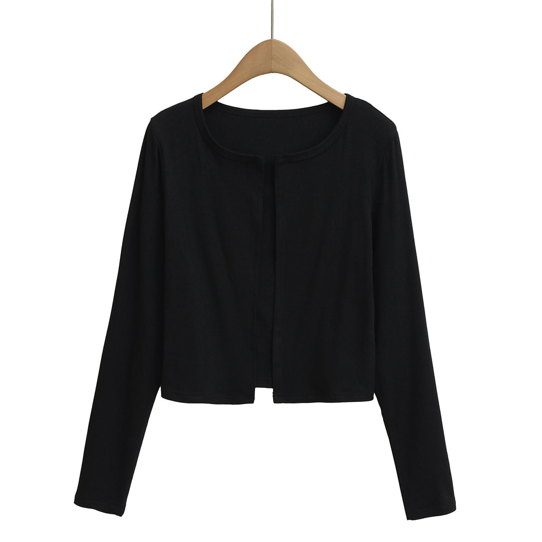 Dames afslappet longsleeve-jakke lavet af blødt svedmateriale med elegant rund halsudskæring Stilla