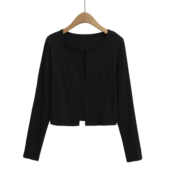 Dames afslappet longsleeve-jakke lavet af blødt svedmateriale med elegant rund halsudskæring Stilla