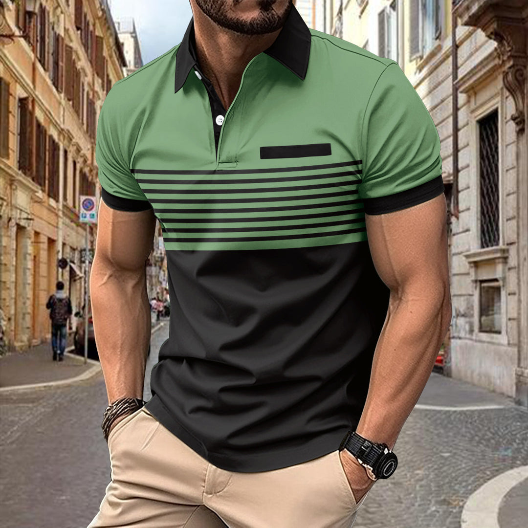 Herrer Poloshirt med struktureret stribemønster og moderne krave Stilla