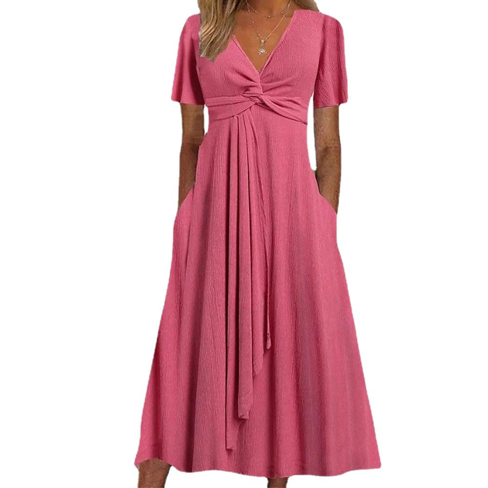 Dame Twisted Knot Maxi Kjole med Lommer Stilla
