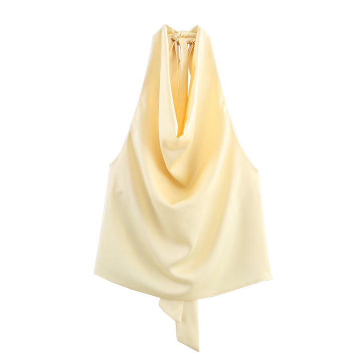 Dame Elegant Haltertop med flydende snit og elegant rygbind Skovae