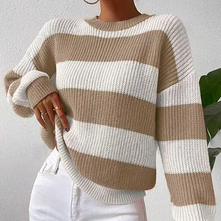Dame afslappet sweater med bred stribemønster og behagelig pasform Stilla