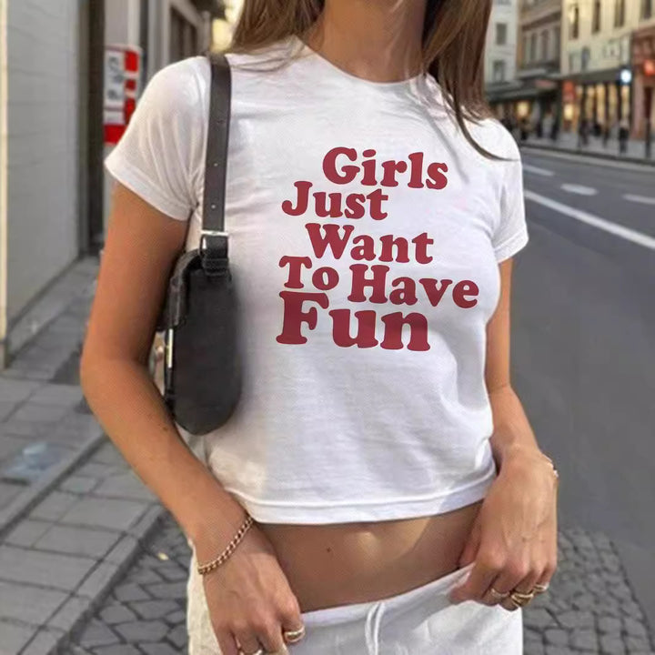 Dame Korte ærmer T-shirt med iøjnefaldende motorcykel-design Skovae