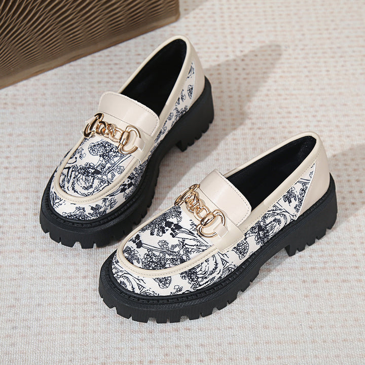 Dame Trendy Loafers med iøjnefaldende mønster og klodset sål Stilla