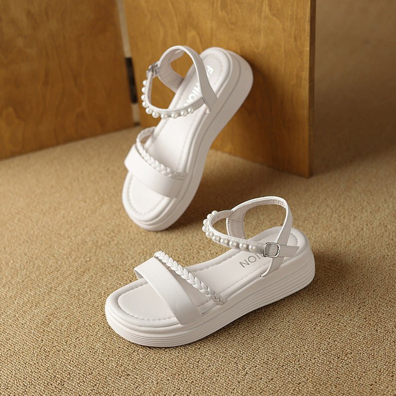 Kvinder Fritids Justerbare Slide Sandaler med Perleaccenter Stilla