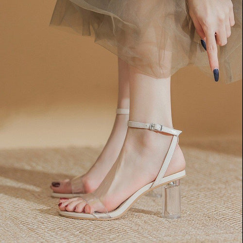 Dame Gennemsigtige Riemchen-sandaler med elegant blokhæl Stilla