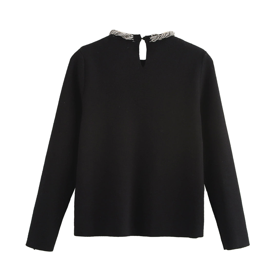 Dame Tekstureret Strikpullover med Elegant Udsnit Stilla