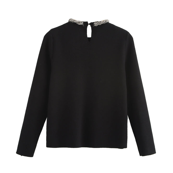 Dame Tekstureret Strikpullover med Elegant Udsnit Stilla