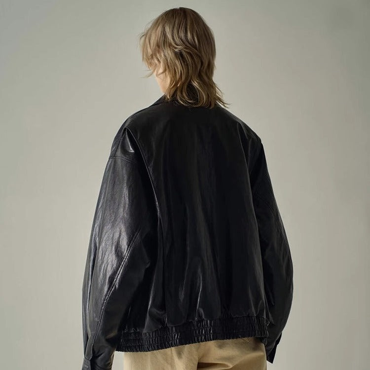 Dame oversized læderjakke i urban stil med praktiske lommer og kvalitetsmateriale Stilla