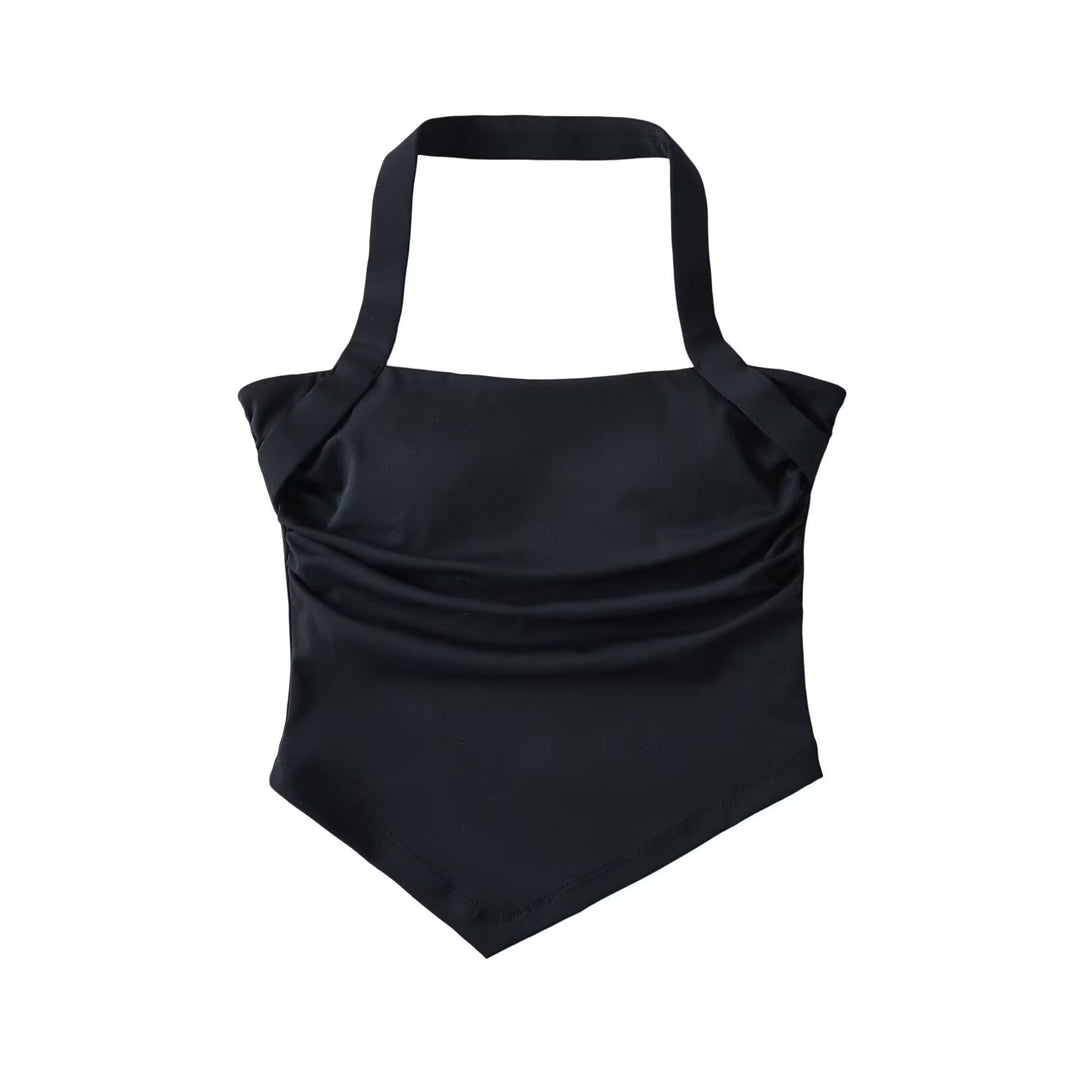 Dame top med elegant indpakningsudseende og fint flæse design Stilla