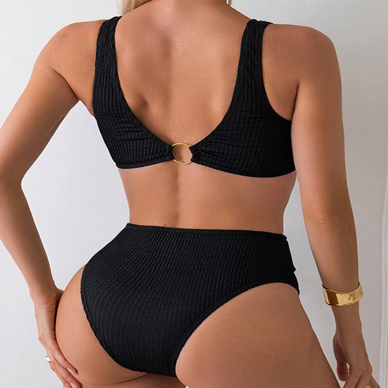 Dame højhals bikini med sporty top og moderigtige ringdetaljer Skovae