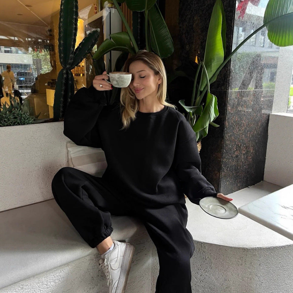 Kvinder casual fleece sweater og joggingbukser sæt Skovae