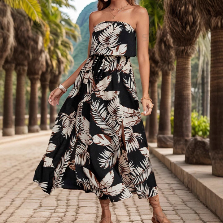 Dame Strapless Maxikjole med højt splittdetail Stilla