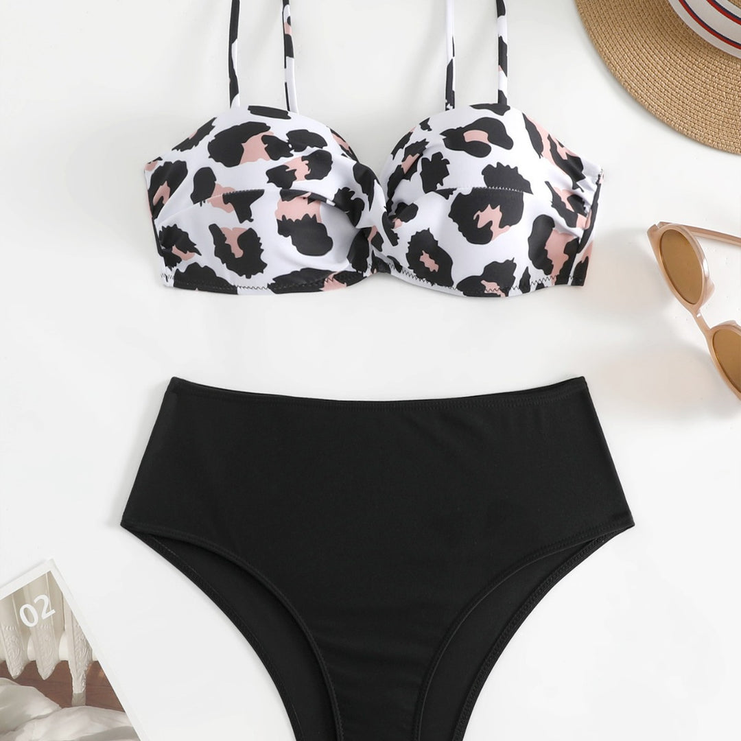 Dame underwire leopardmønster bikini sæt Stilla