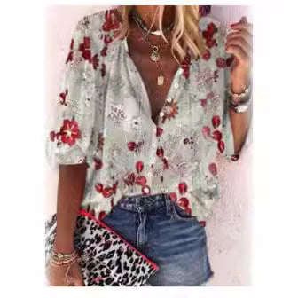 Kvindernes Gennemsigtige Bluse med Blomsterbroderi og Oversized Snit