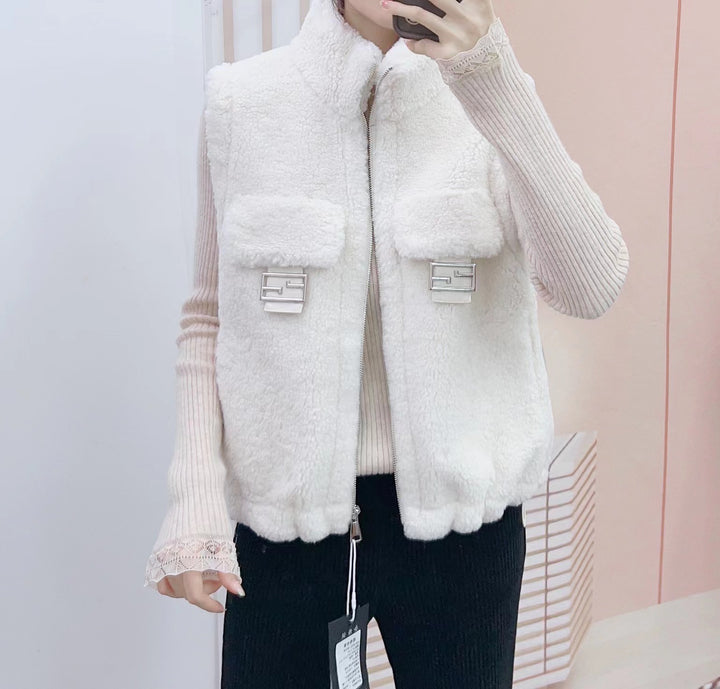 Dame vest med fleece-textur og praktiske lommer Stilla