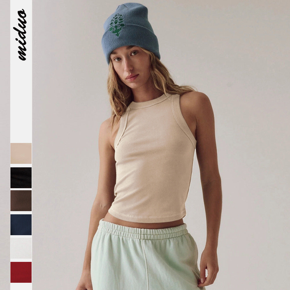 Damer sporty crop-top i høj kvalitet, åndbart bomuld med racerback-design Stilla