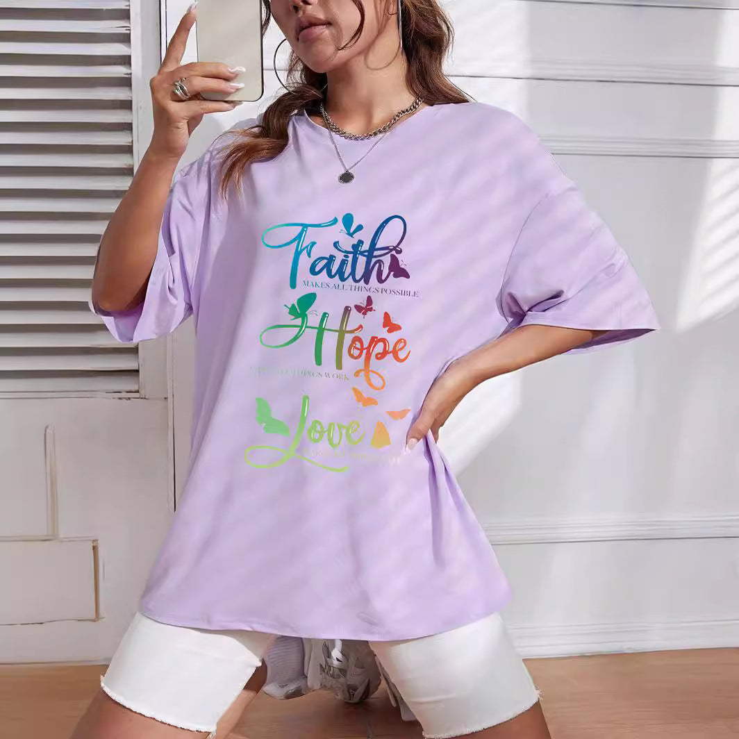 Dame Oversized T-shirt med inspirerende tryk Stilla