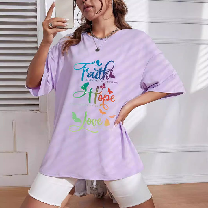 Dame Oversized T-shirt med inspirerende tryk Stilla