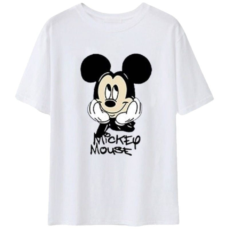 Dame T-shirt med kreativ Mickey Mouse grafiktryk og afslappet oversized pasform Stilla