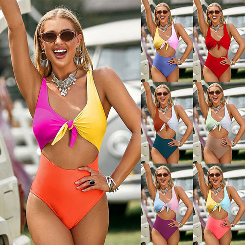 Dame triangel-bikini-sæt med justerbart knudedesign Skovae