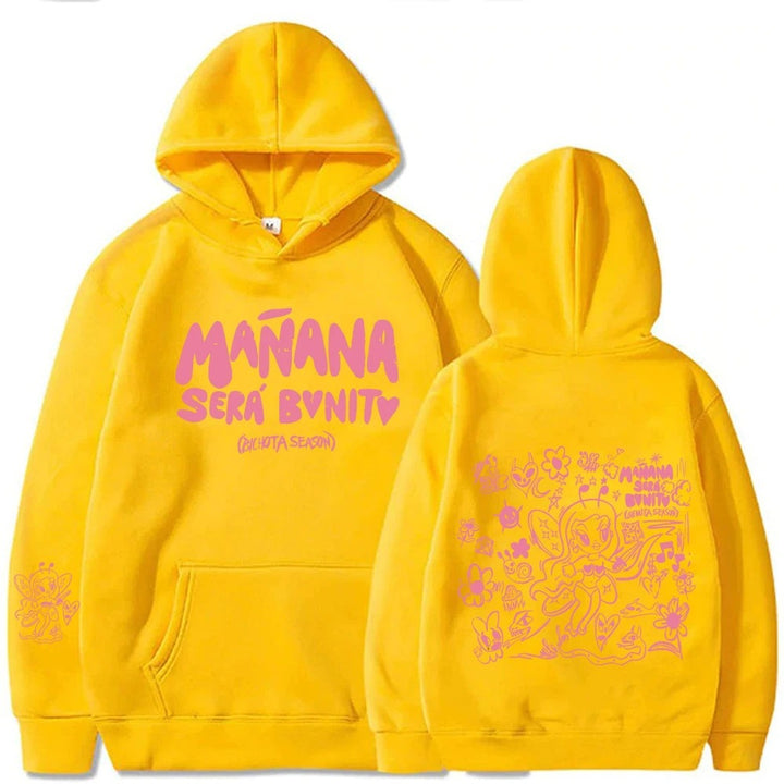Kvinders hoodie med kreativt print og praktisk kængurulomme Skovae
