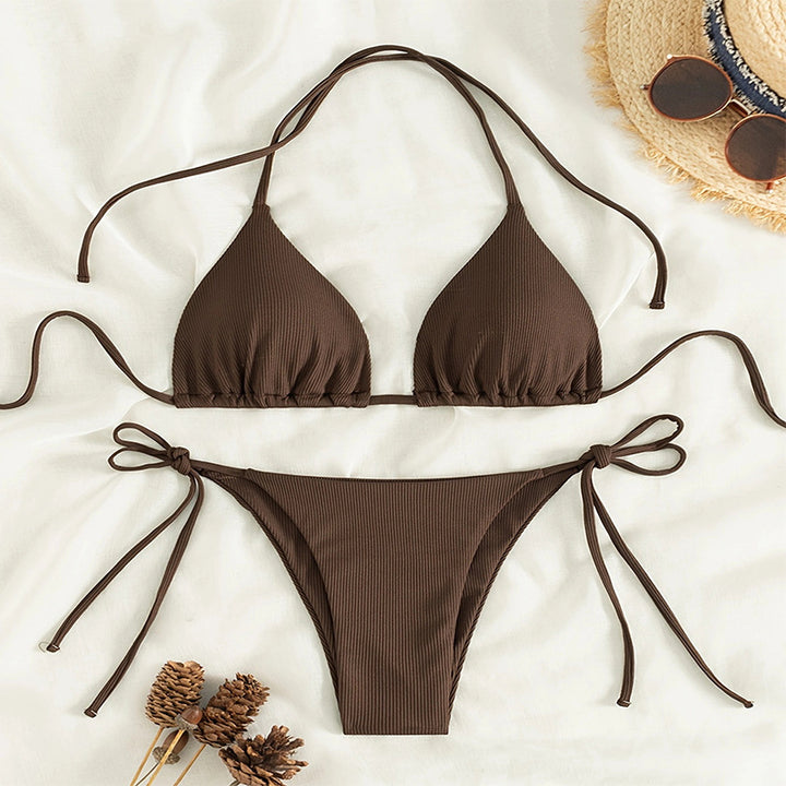 Dame triangel-bikini med moderne ribstruktur Skovae
