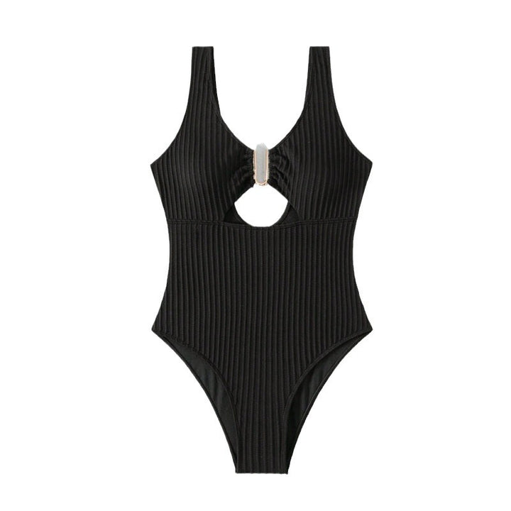 Dame Cut-Out Badedragt med elegant ribbet design Skovae