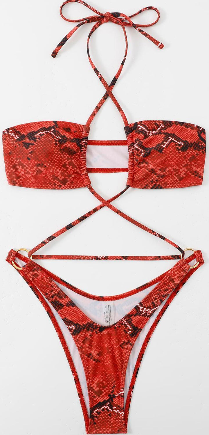 Dame triangel-bikini med raffineret krydsdesign Skovae