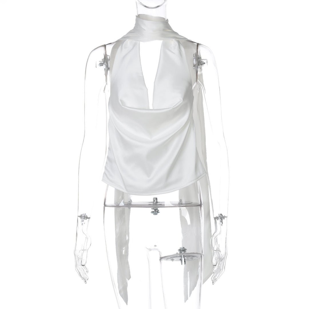 Dame Elegant Wrap-top med raffineret krave og blødt flydende stof Stilla