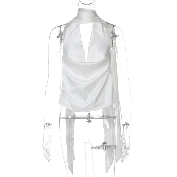 Dame Elegant Wrap-top med raffineret krave og blødt flydende stof Stilla