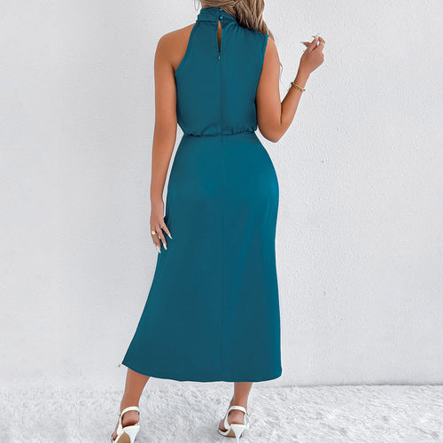Dame Maxi Kjole med asymmetrisk halter og flydende snit Skovae