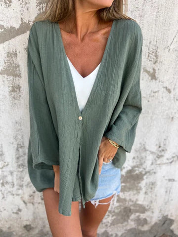 Dame afslappet oversize cardigan med knapdetaljer og bred pasform Stilla