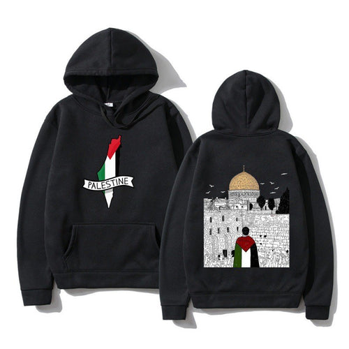 Kvinders hoodie med kulturelt motiv og unikt grafisk design Skovae