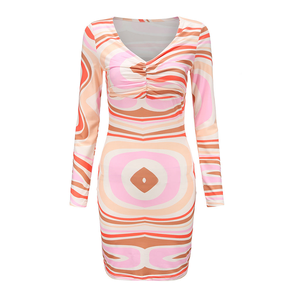 Femme Abstract Print Bodycon Kjole Stilla